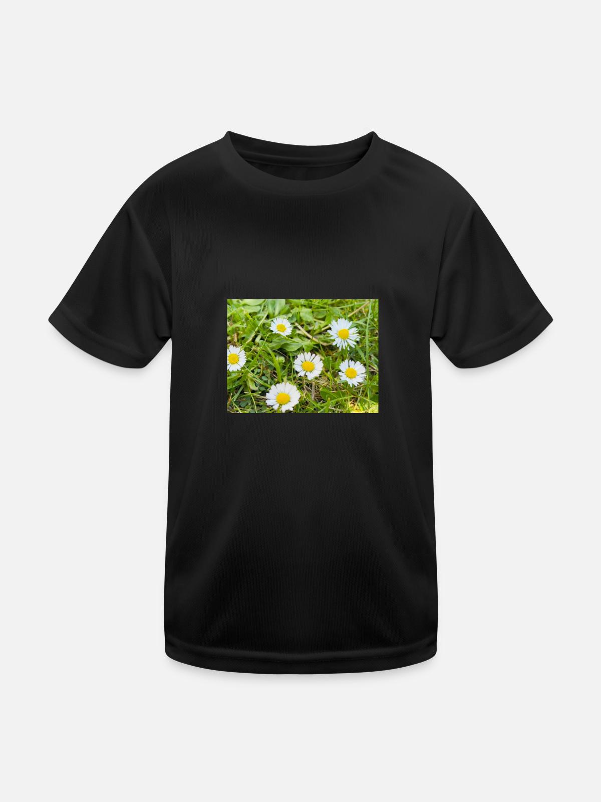 Field of Daisies - Kids Functional T-Shirt - black - Front