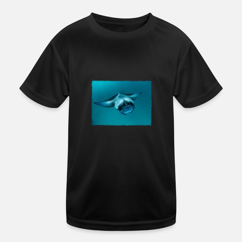 Manta Ray GROSS - Unterwasser Bild Manta Rochen Kinder Funktions-T-Shirt