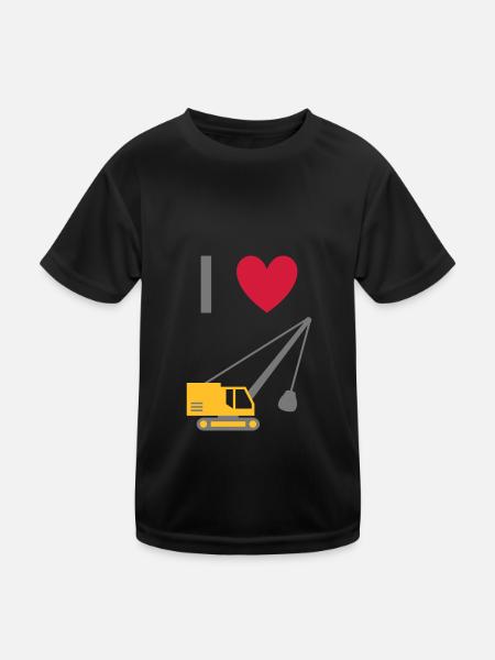 ★ Design colors can be changed ★ I love dragline excavators - Kids Functional T-Shirt - black - Front