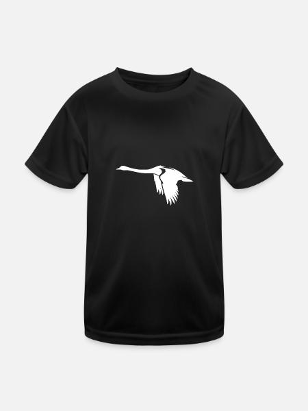 Élégant cygne volant sur de grandes ailes - T-shirt sport Enfant - noir - Devant