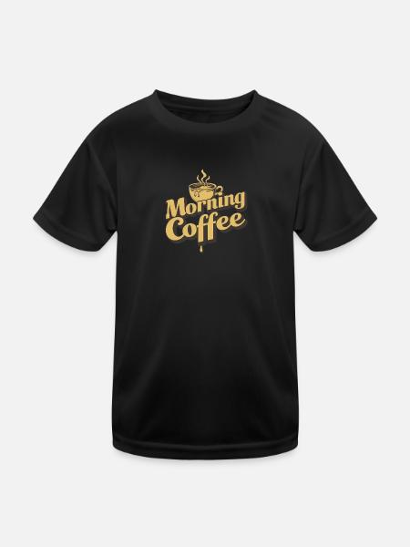 Café du matin - T-shirt sport Enfant - noir - Devant