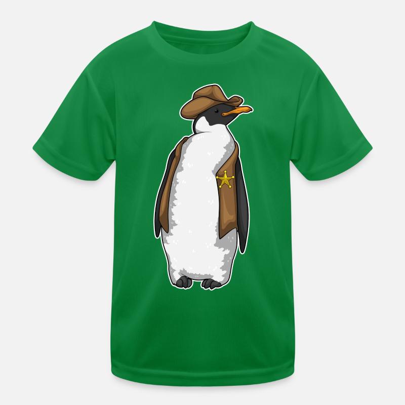 Pinguin Sheriff Sheriffhut Kinder Funktions-T-Shirt