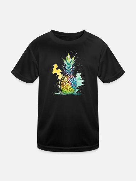 Ananas - Kinder Funktions-T-Shirt - Schwarz