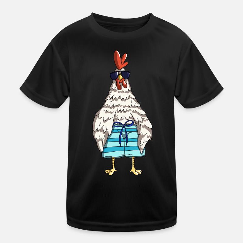 Drôle de poulets de coq et de patron de conception de poulet dans la grange T-shirt sport Enfant