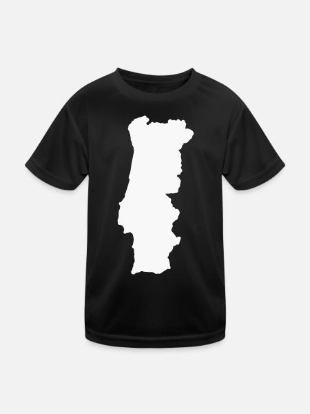 Geografische Kontur Silhouette - Kinder Funktions-T-Shirt - Schwarz - Vorne