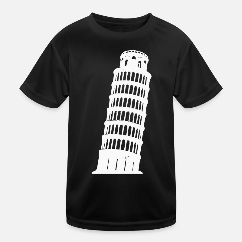 Pisa Tower Silhouette Monochrome Kids Functional T-Shirt