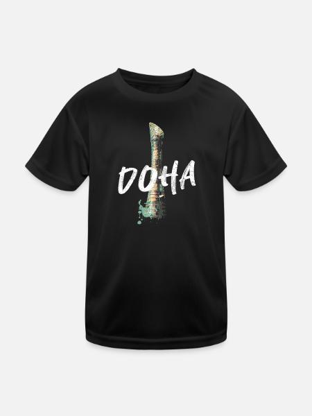 Sheikh Khalifa Stadion, Doha - Kinder Funktions-T-Shirt - Schwarz - Vorne