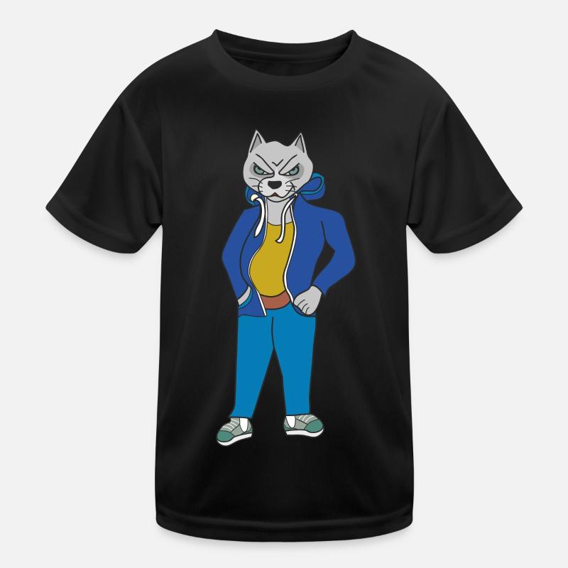 Chat gris en colère T-shirt sport Enfant
