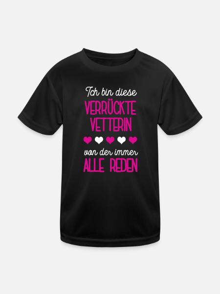 Verrückte Vetterin Spruch Cousinen Kusine Base - Kinder Funktions-T-Shirt - Schwarz - Vorne