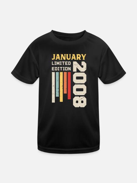 January 2008 - January 2008 Birthday Gift - Kids Functional T-Shirt - black - Front
