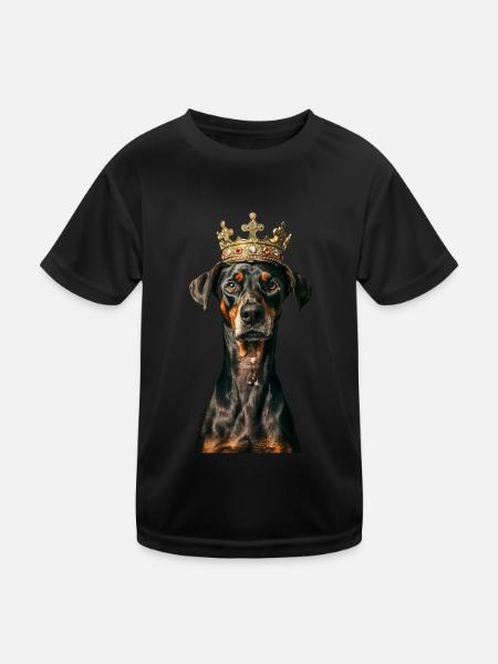 Dobermann - Kinder Funktions-T-Shirt - Schwarz