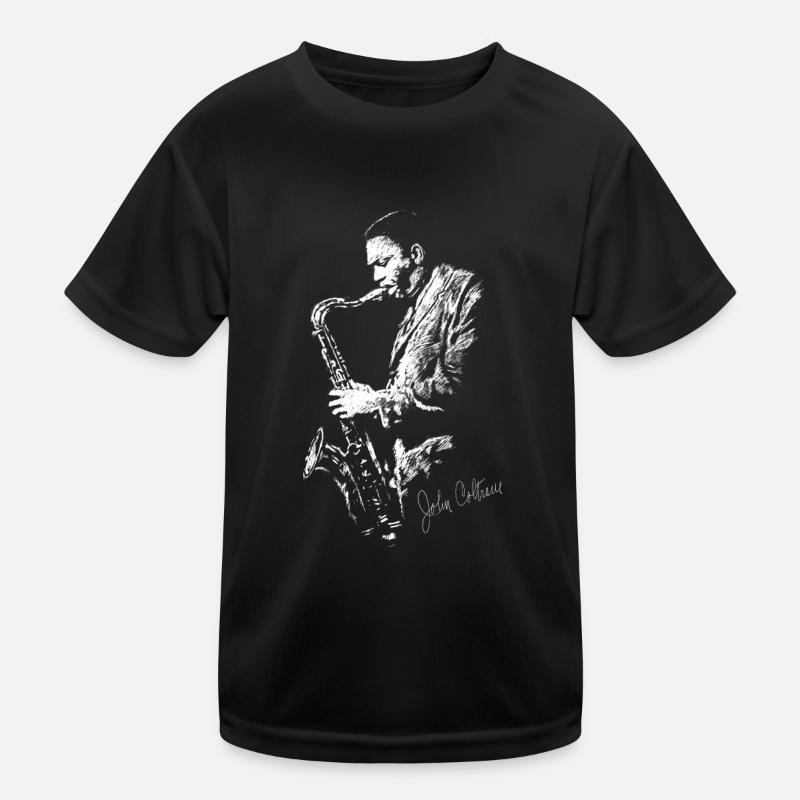 Chalk drawing by John Coltrane - Kids Functional T-Shirt - black