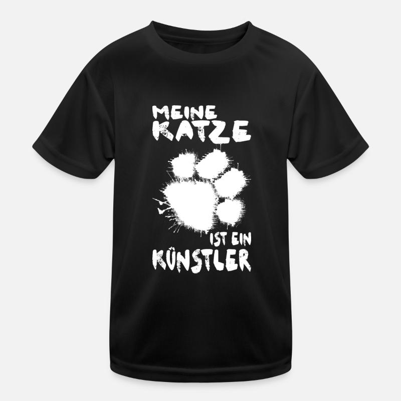 Katze süß Tier Kunst Pfote Pfoten Spruch Design Kinder Funktions-T-Shirt