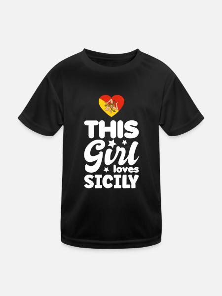 Sicile Flag Italie Palerme Trinacria Italia - T-shirt sport Enfant - noir - Devant