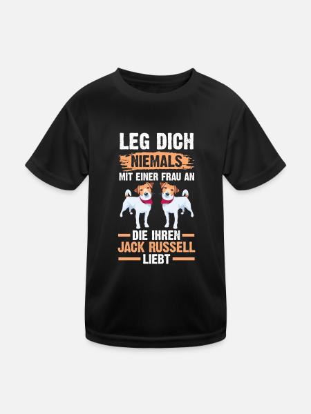 Hund Jack Russell - Kinder Funktions-T-Shirt - Schwarz - Vorne