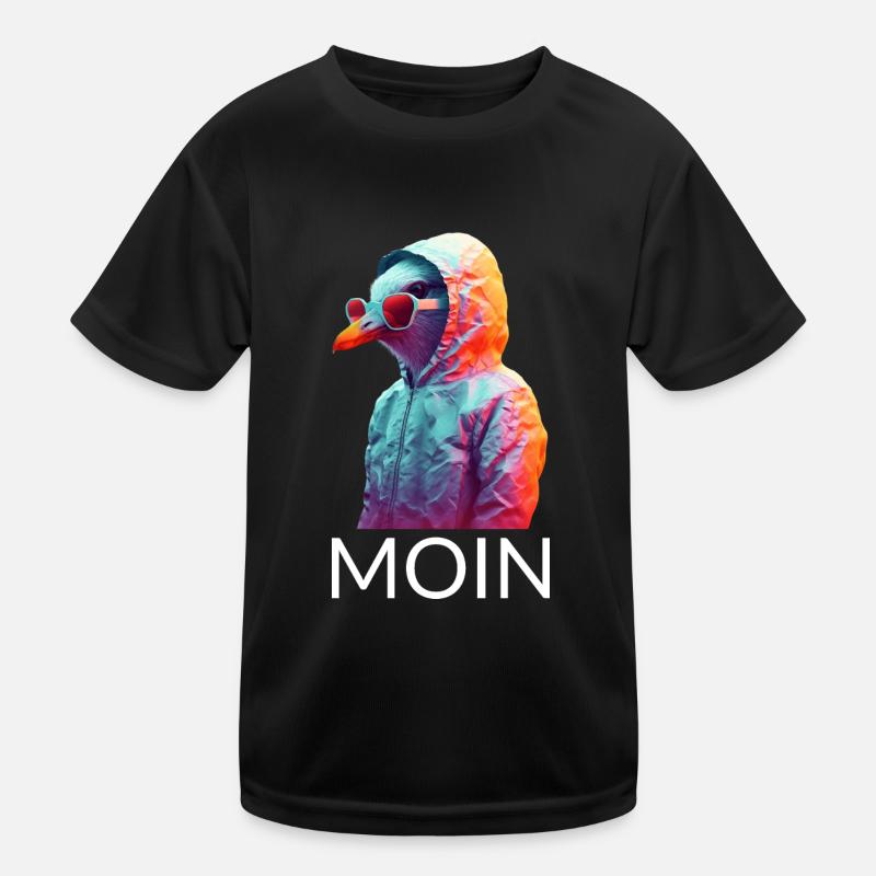 Möwe mit Sonnenbrille Moin Coole Möwen Seevogel Kinder Funktions-T-Shirt