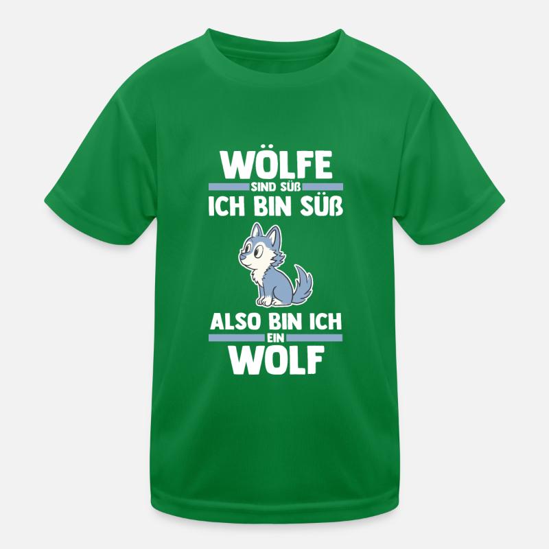 Tier Waldtier Wolf Kinder Funktions-T-Shirt