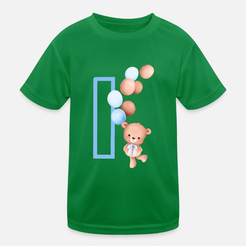 Blauer Buchstabe i Bär Kinder Funktions-T-Shirt