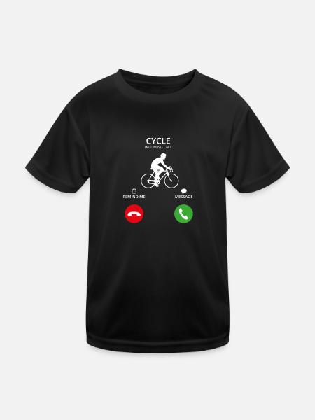 Call Mobile Anruf bicycle cycling bike - Kinder Funktions-T-Shirt - Schwarz - Vorne