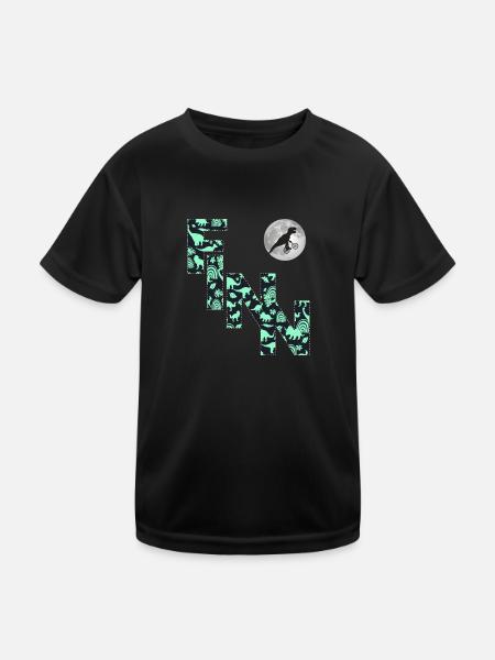 FINN - Schöner Jungen Name mit Dinosaurier - Kinder Funktions-T-Shirt - Schwarz - Vorne