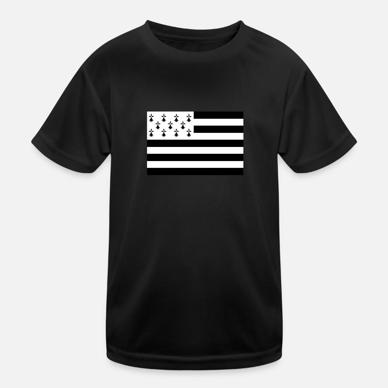 Drapeau Bretagne - T-shirt sport Enfant - noir