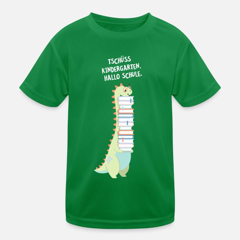 Tschüss Kindergarten Hallo Schule - Dinosaurier Kinder Funktions-T-Shirt