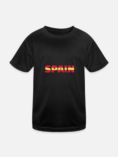 Spanien - Kinder Funktions-T-Shirt - Schwarz - Vorne