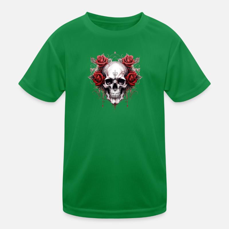 Gothique crâne Roses Art mode graphique T-shirt sport Enfant