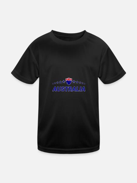 Australien - Kinder Funktions-T-Shirt - Schwarz - Vorne