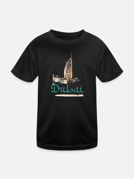 Illustration hotel Burj Al-Arab, icone de Dubai - T-shirt sport Enfant - noir - Devant