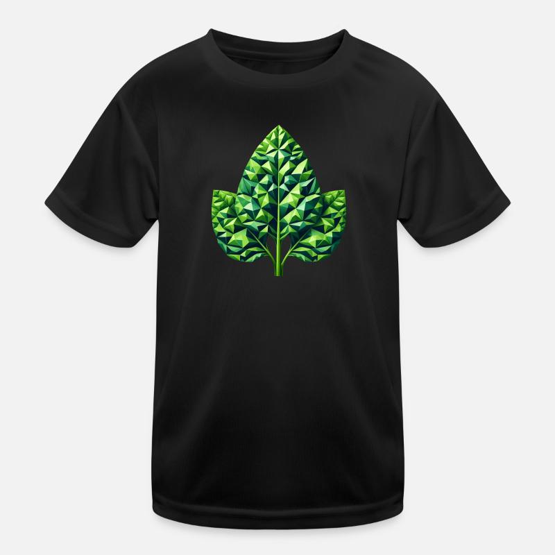 Geometric Spinach Splendor Green Leaf Kids Functional T-Shirt