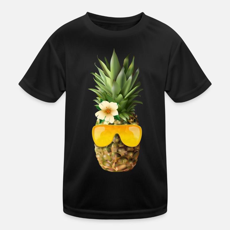 Pineapple with golden spectacle frame Kids Functional T-Shirt