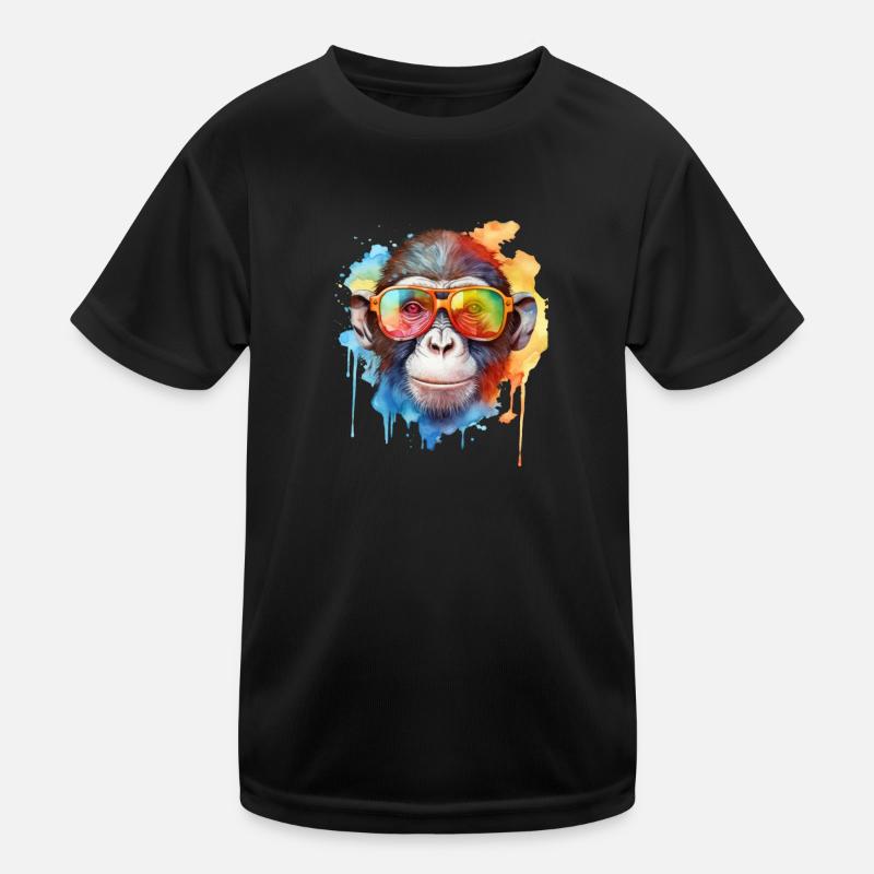 Bunter cooler Affe mit Sonnenbrille Kinder Funktions-T-Shirt