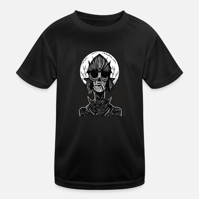 Scary Black and White Dracula with Empty Eyes Kids Functional T-Shirt