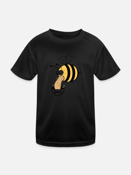 Biene kotzt Honig - Kinder Funktions-T-Shirt - Schwarz