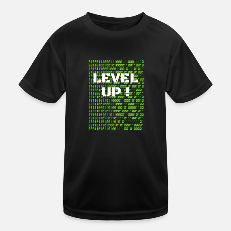 Level up and binary code Kids Functional T-Shirt