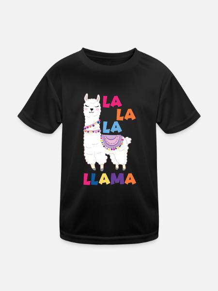 La La La Llama - Kids Functional T-Shirt - black - Front