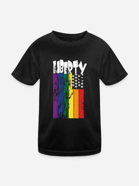 Pride Month LGBTQ Liberty with Statue of Liberty - Kids Functional T-Shirt - black - Front