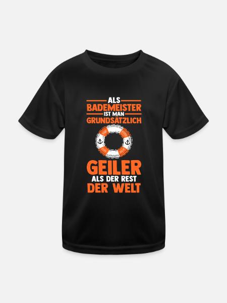 Rettungsschwimmer Bademeister - Kinder Funktions-T-Shirt - Schwarz - Vorne