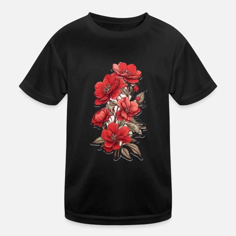 Schöne Rote Blume Kinder Funktions-T-Shirt