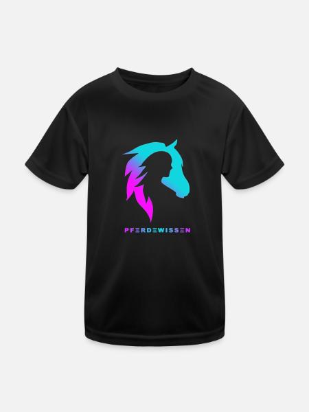 Tolles Design mit Pferd für Reiter - Kinder Funktions-T-Shirt - Schwarz - Vorne