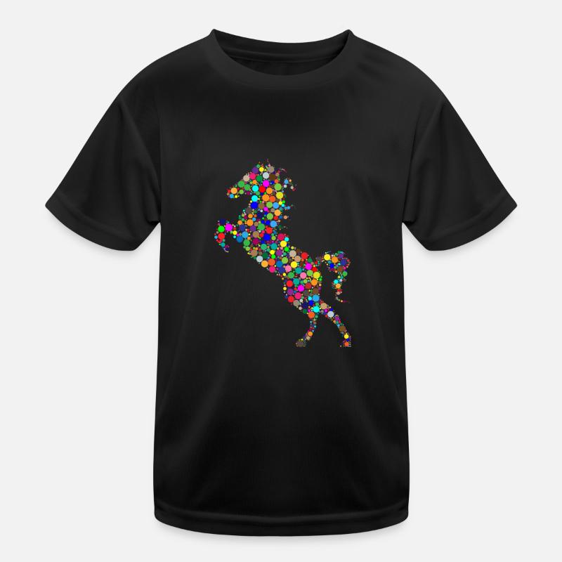 buntes springendes Pferd Kinder Funktions-T-Shirt