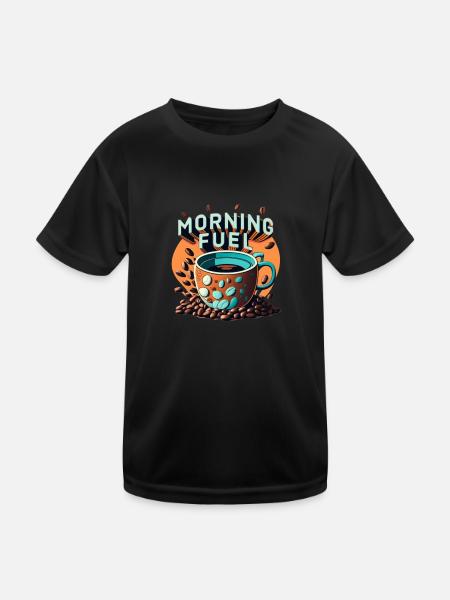 Morgens - Kinder Funktions-T-Shirt - Schwarz - Vorne