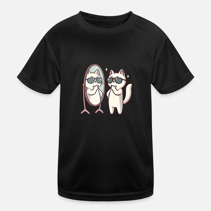Selbstbewusste Katze mit Sonnenbrille Design Kinder Funktions-T-Shirt