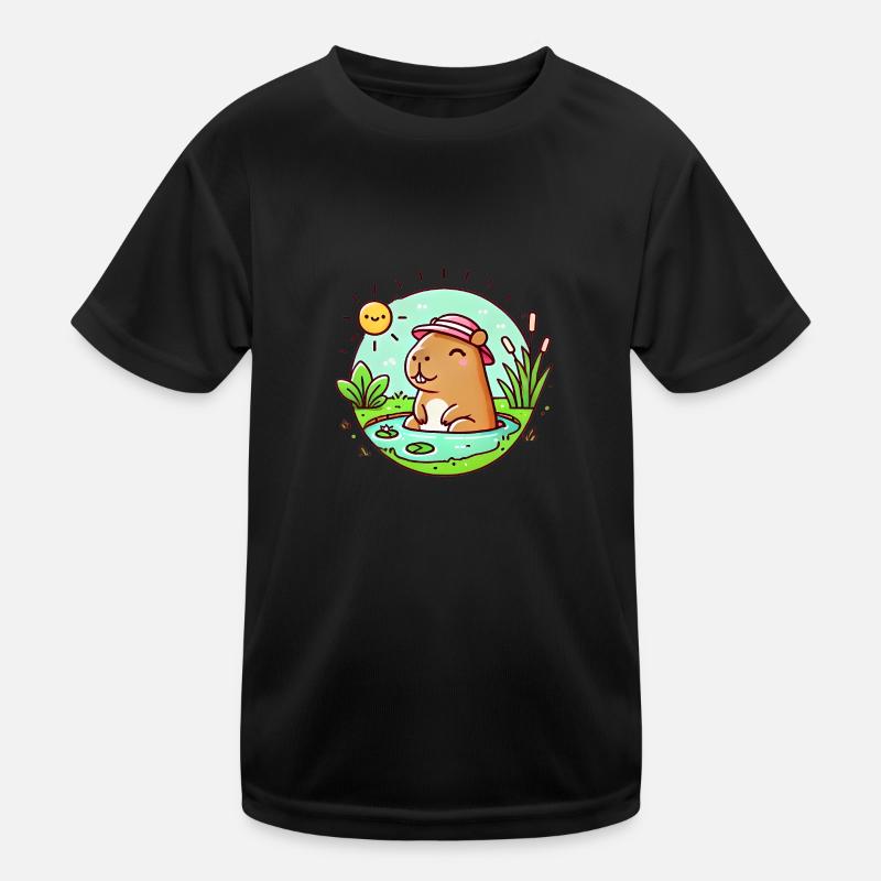 Chill Capybara in der Sonne Illustration Kinder Funktions-T-Shirt