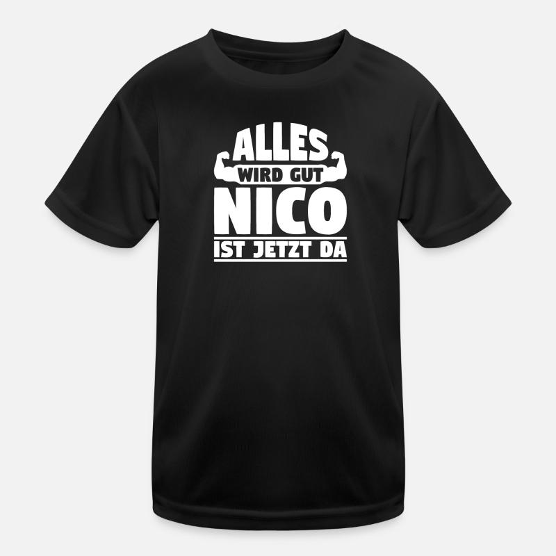 Alles wird gut Nico ist jetzt da - Kinder Funktions-T-Shirt - Schwarz