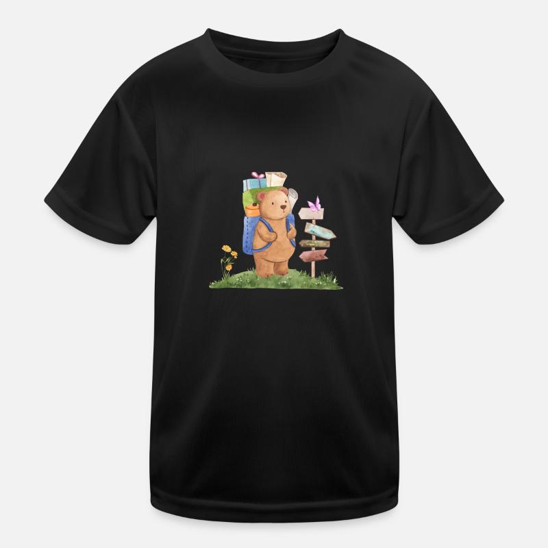 Camping Bear - Kids Functional T-Shirt - black