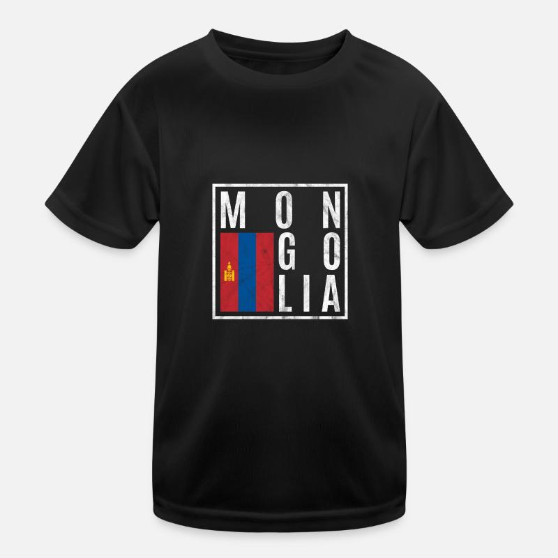 Mongolei - Kinder Funktions-T-Shirt - Schwarz