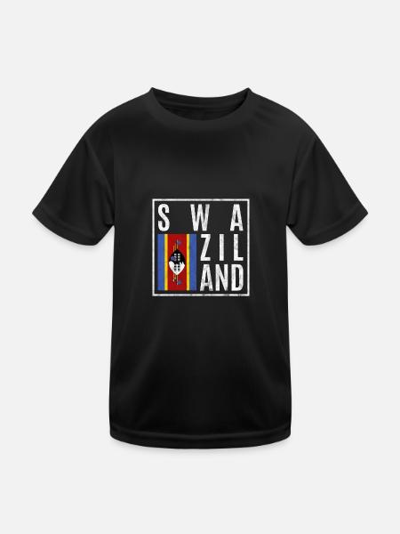 Swasiland - Kinder Funktions-T-Shirt - Schwarz - Vorne