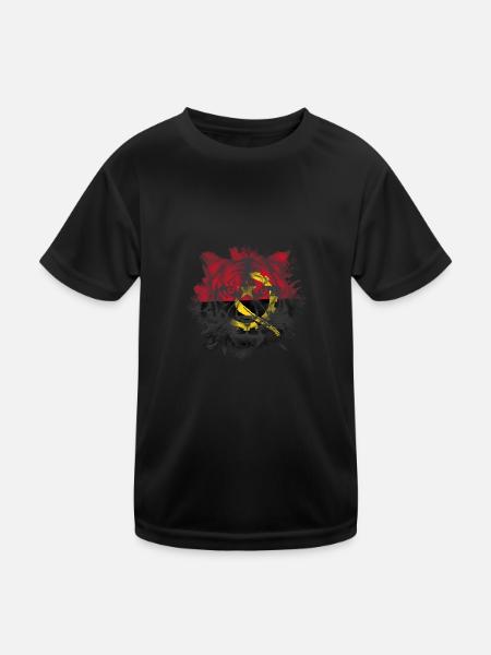 Angola - Kinder Funktions-T-Shirt - Schwarz - Vorne